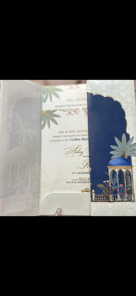 BLUE AND WHITE LUXURY INVITATION CARD
