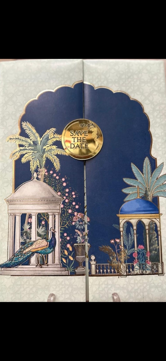 BLUE AND WHITE LUXURY INVITATION CARD