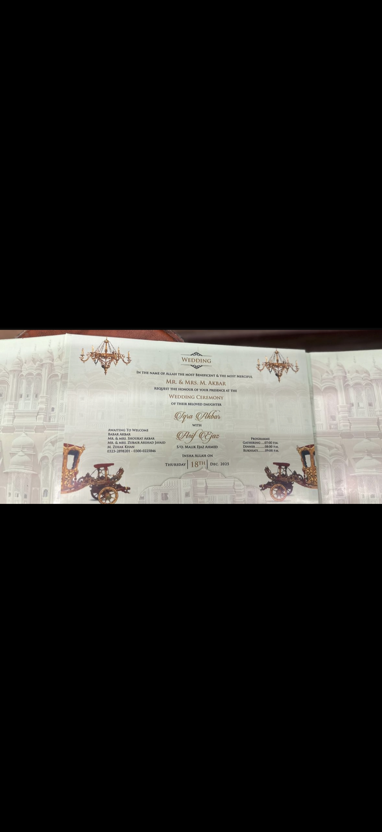 TRIFOLD ROYAL WEDDING INVITATION WITH BAG