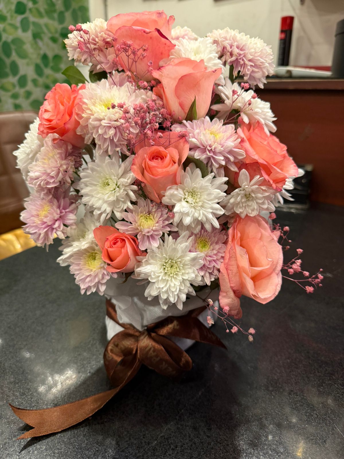 Peach & White Box Bouquet