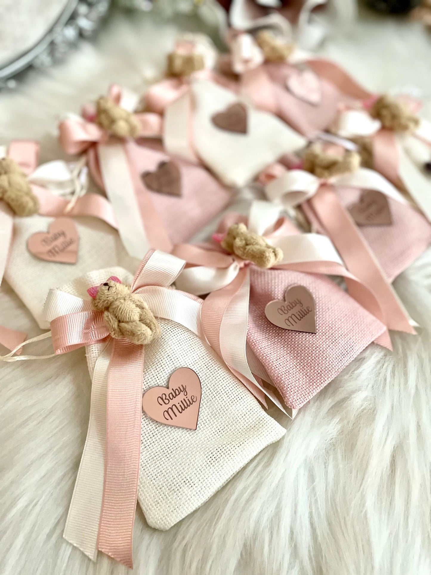 Teddy Bear Favor Bags, Baby Girl