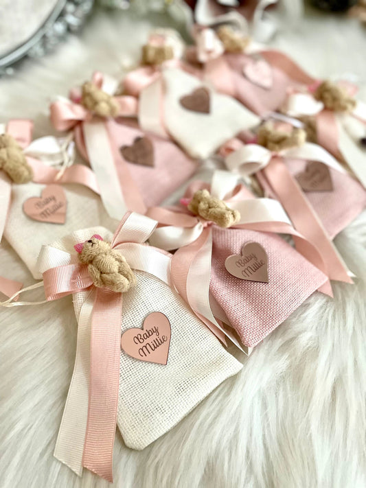 Teddy Bear Favor Bags, Baby Girl