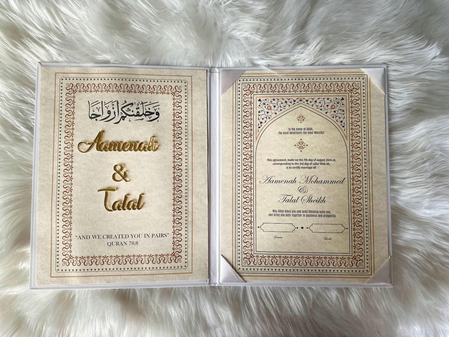Personalized luxury Nikkah Certificate